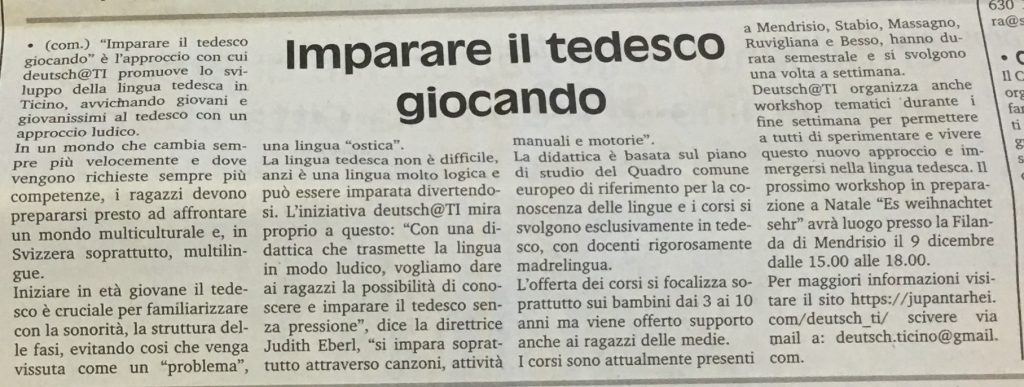 deutsch@ti - Corsi di Tedesco Per bambini in Ticino